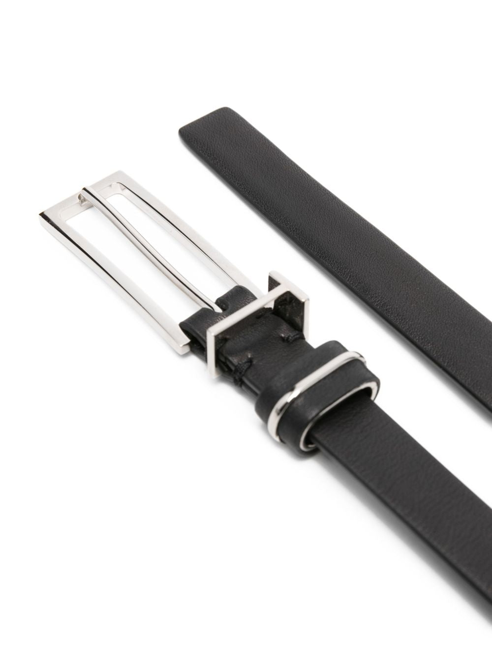 Black Calf Leather Belt With T-Loop Buckle