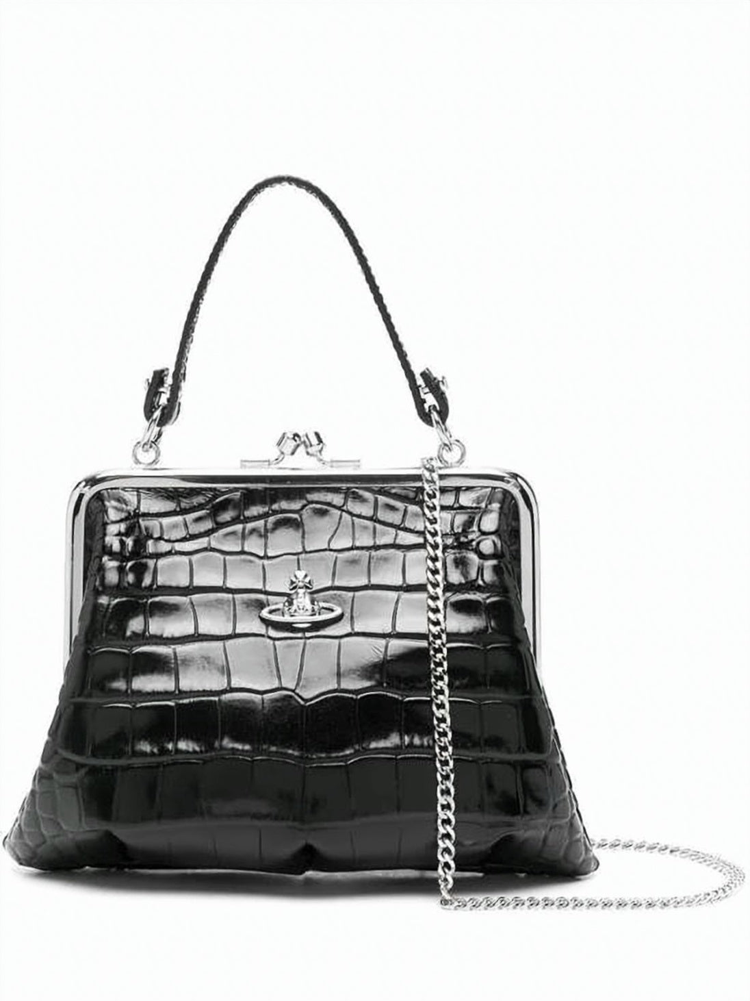 Crocodile-Embossed Calf Leather Crossbody Bag