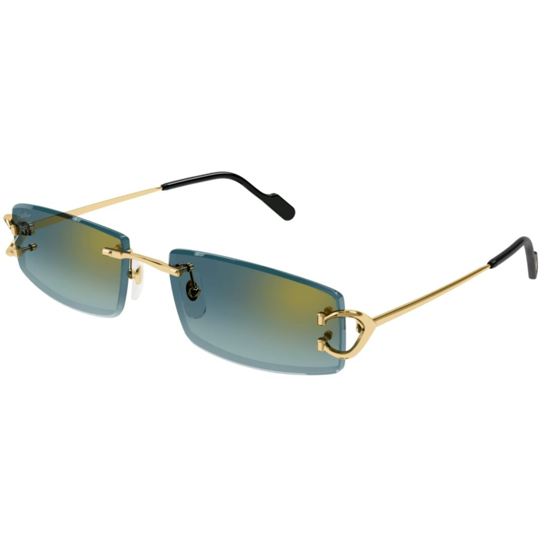 Ct0465s Rimless Rectangular Sunglasses with Gradient Blue Tint