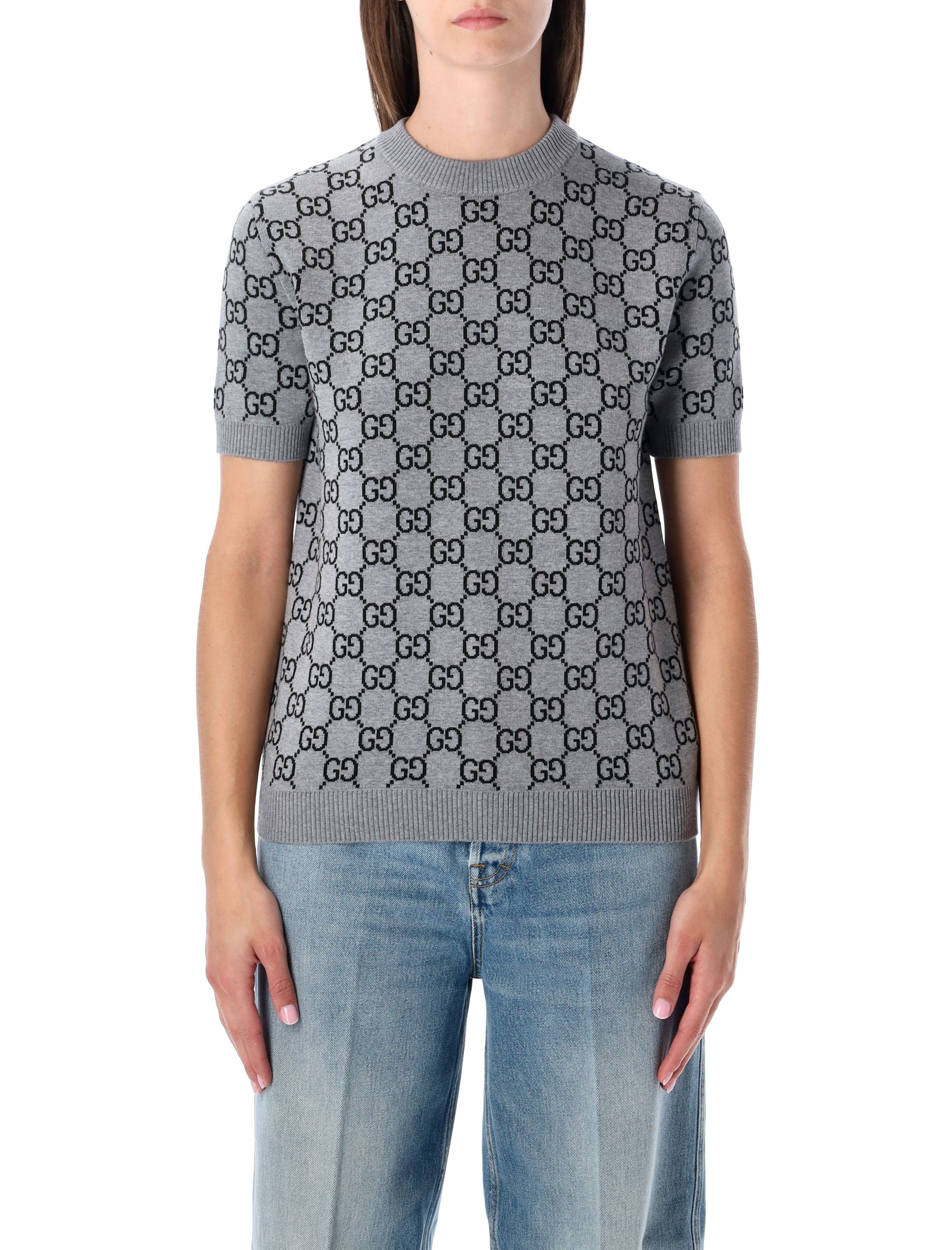 Gg Monogram Short Sleeve Reversible Sweater