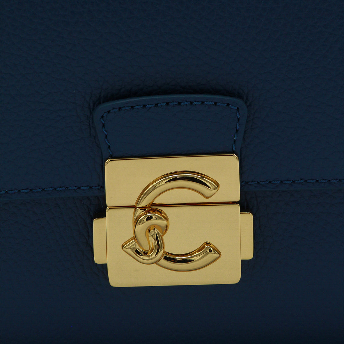Structured Rectangular Handbag with Gold-tone Clasp