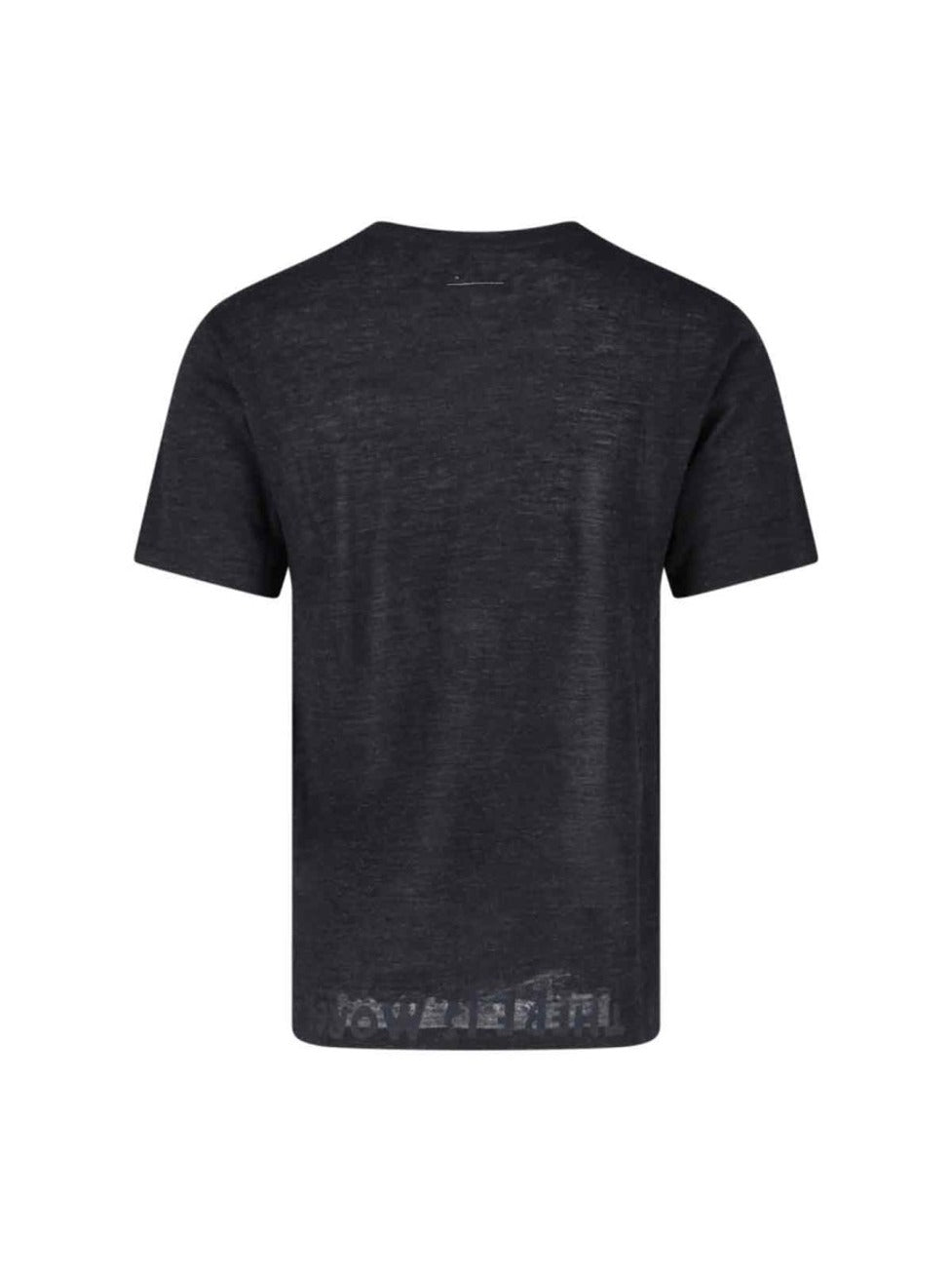 Crew Neck Black Wool T-Shirt With Bold Logo Print