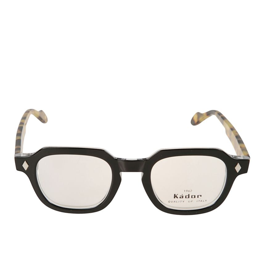 Turbot Geometric Black Frame Eyeglasses with Tortoiseshell Temples
