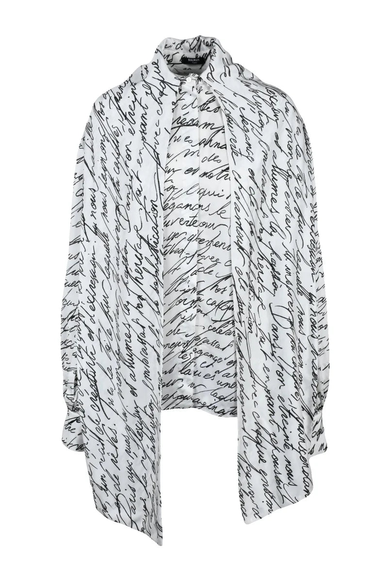 Fluid Drape Script Print Balmain Shirt