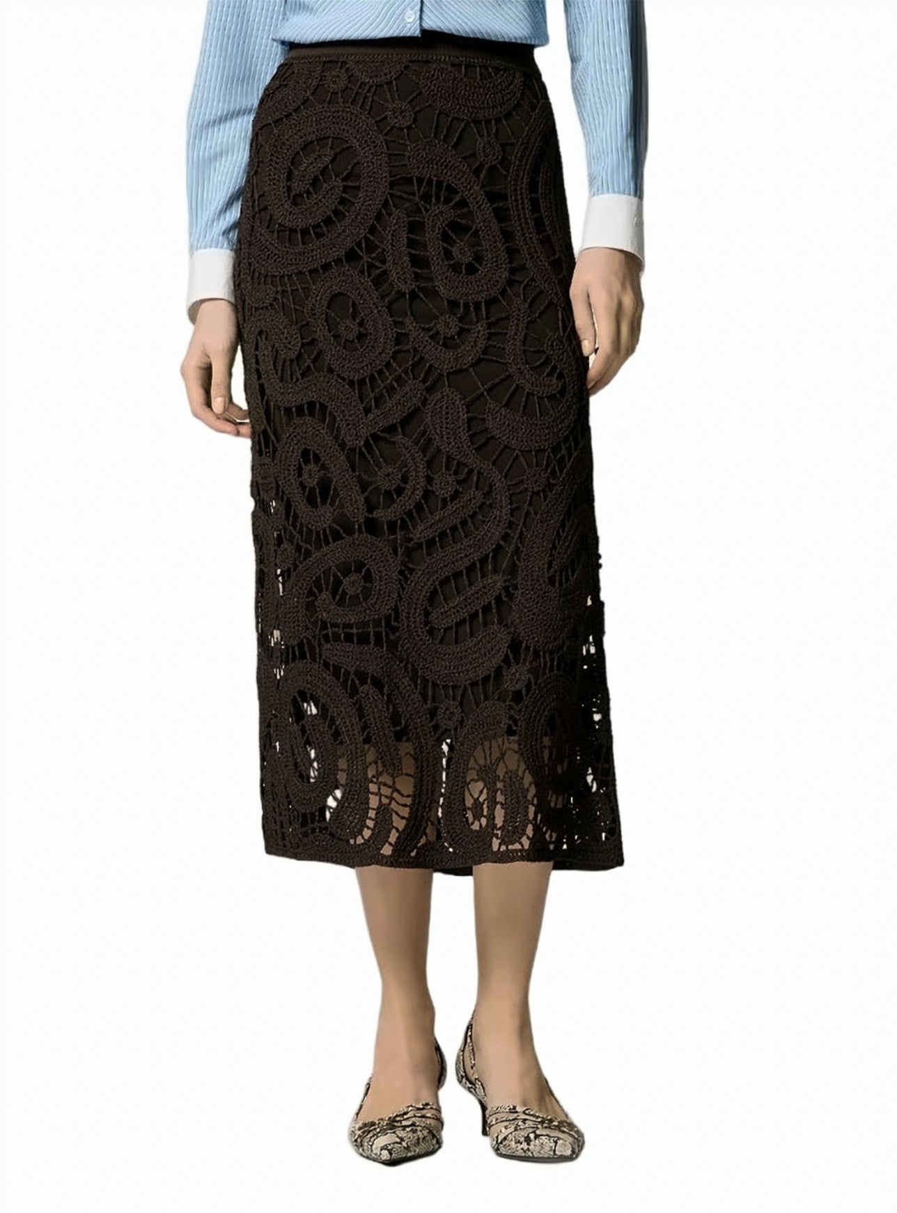 Maestrale Crochet Flared Midi Skirt