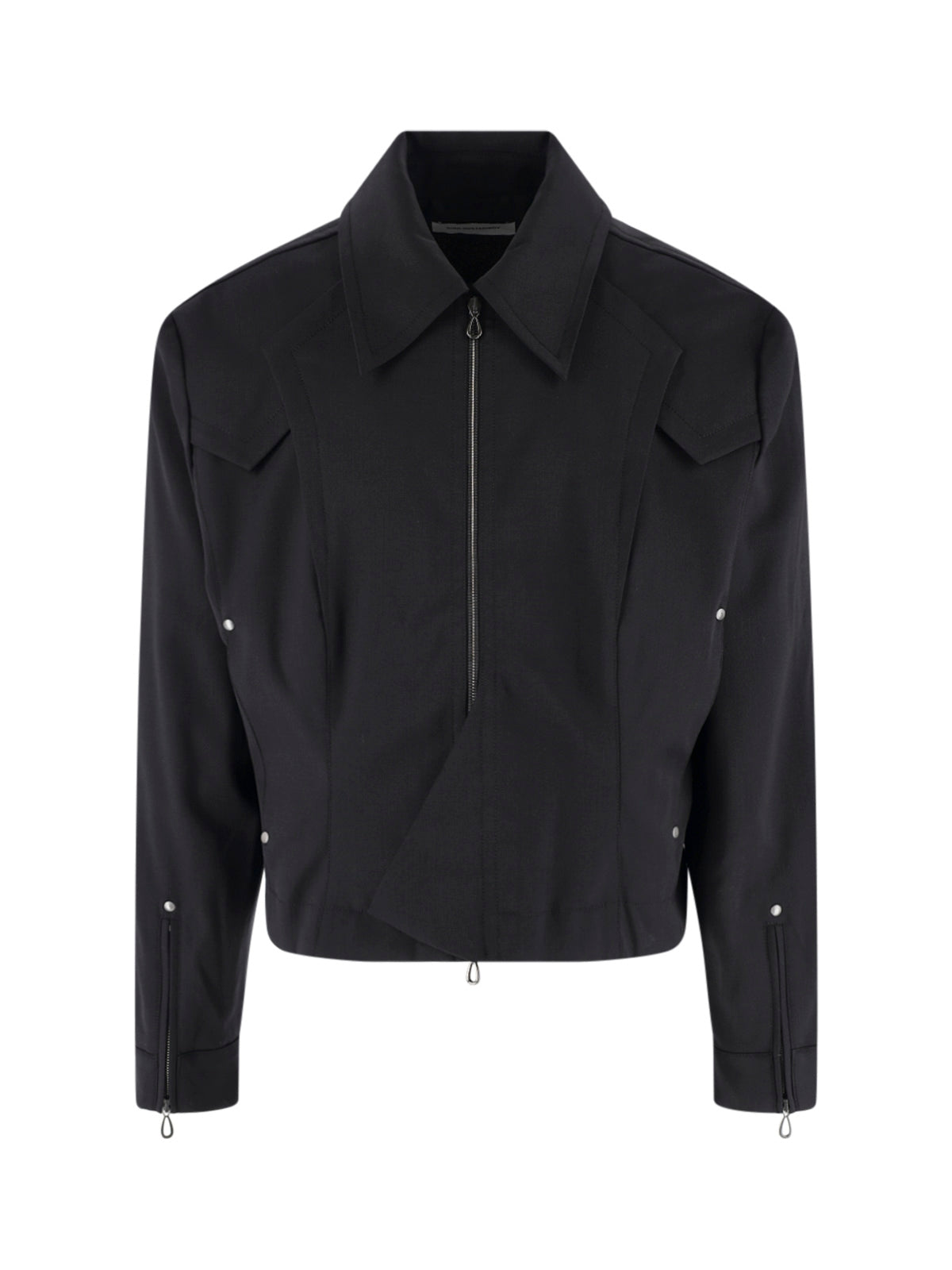 Black Structured Shoulder Cropped Jacket