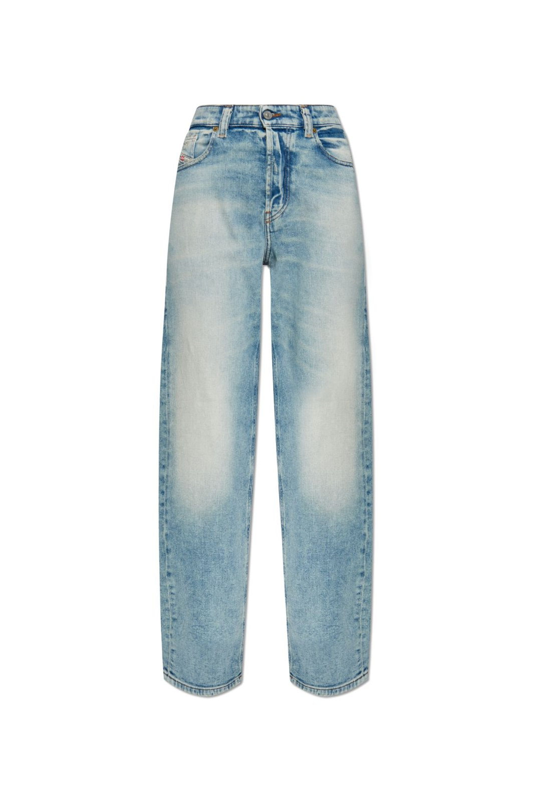 Straight-Leg Denim Pants with Distressed Detailing