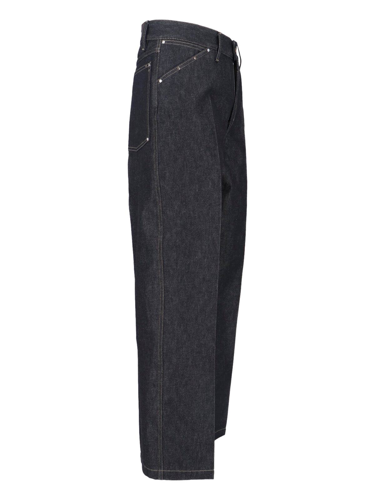 Grey Wide-Leg Studded Cotton Trousers