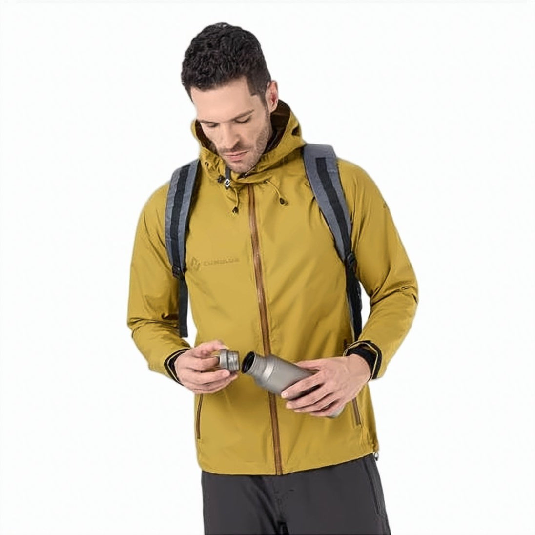 Lightweight Brown Jacket with Adjustable Hood