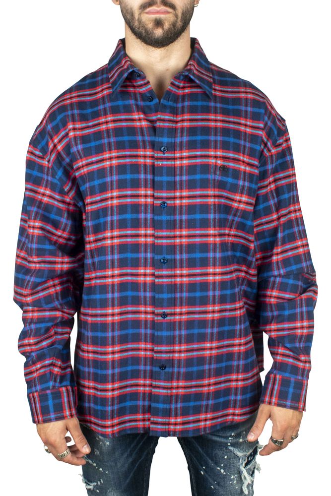 Red And Blue Checkered Cotton Shirt
