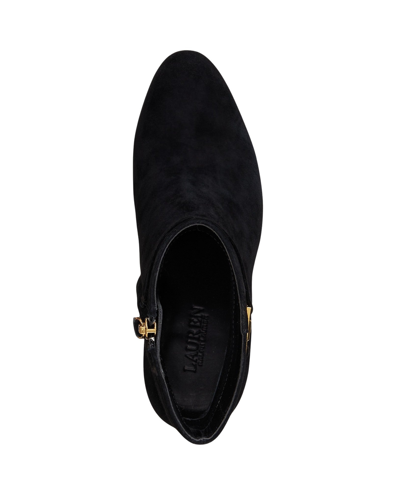 Elegant Black Ankle Boots With Gold-Tone Buckle