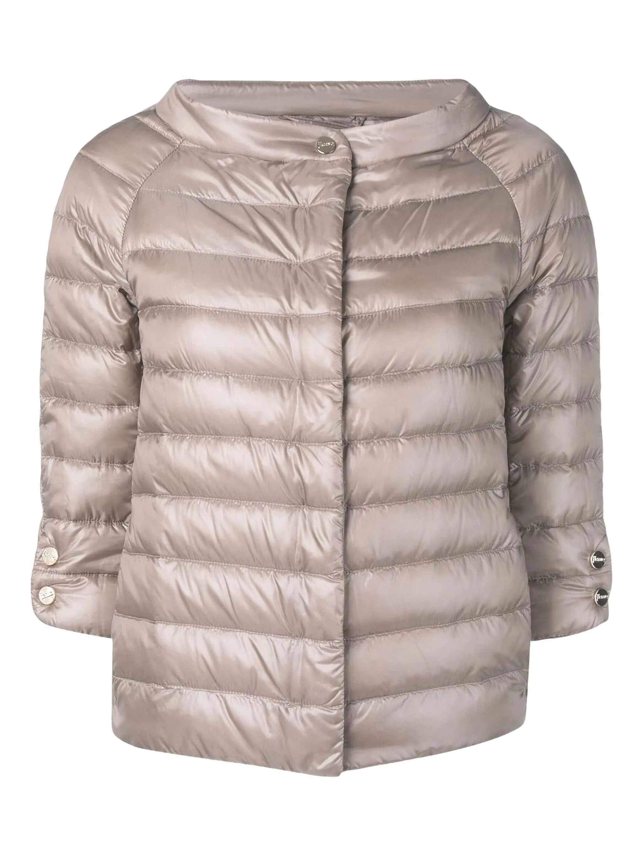 Neutral Piumino Quilted Shiny Cropped Jacket