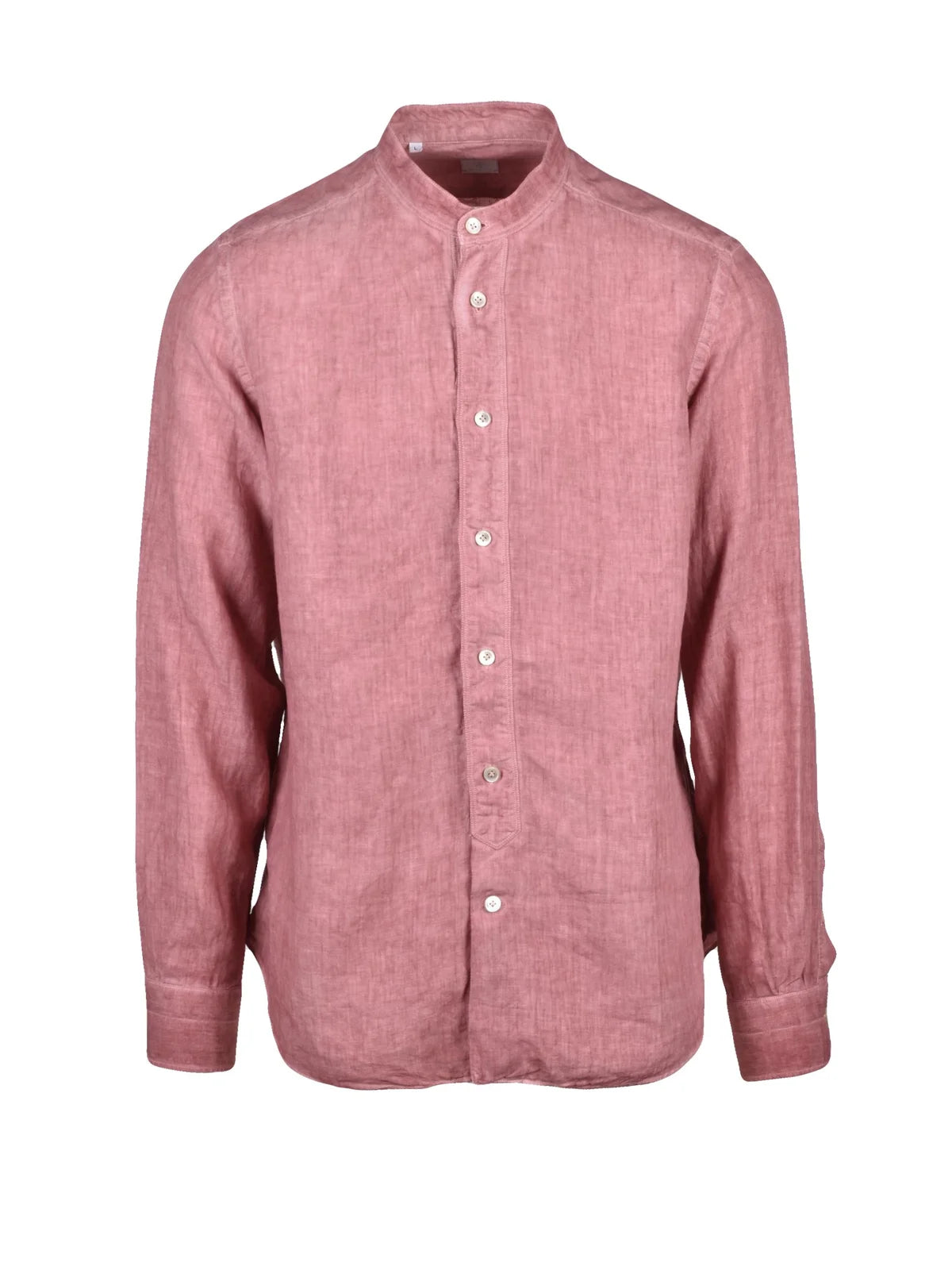Brown Mandarin Collar Linen Shirt