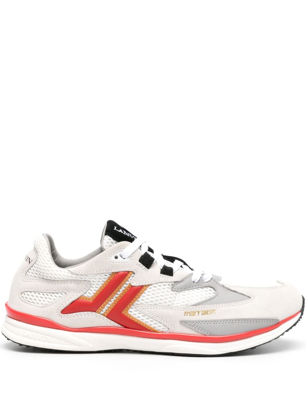 Low-Top Sneakers with Multicolor Side Stripe in Calf Suede