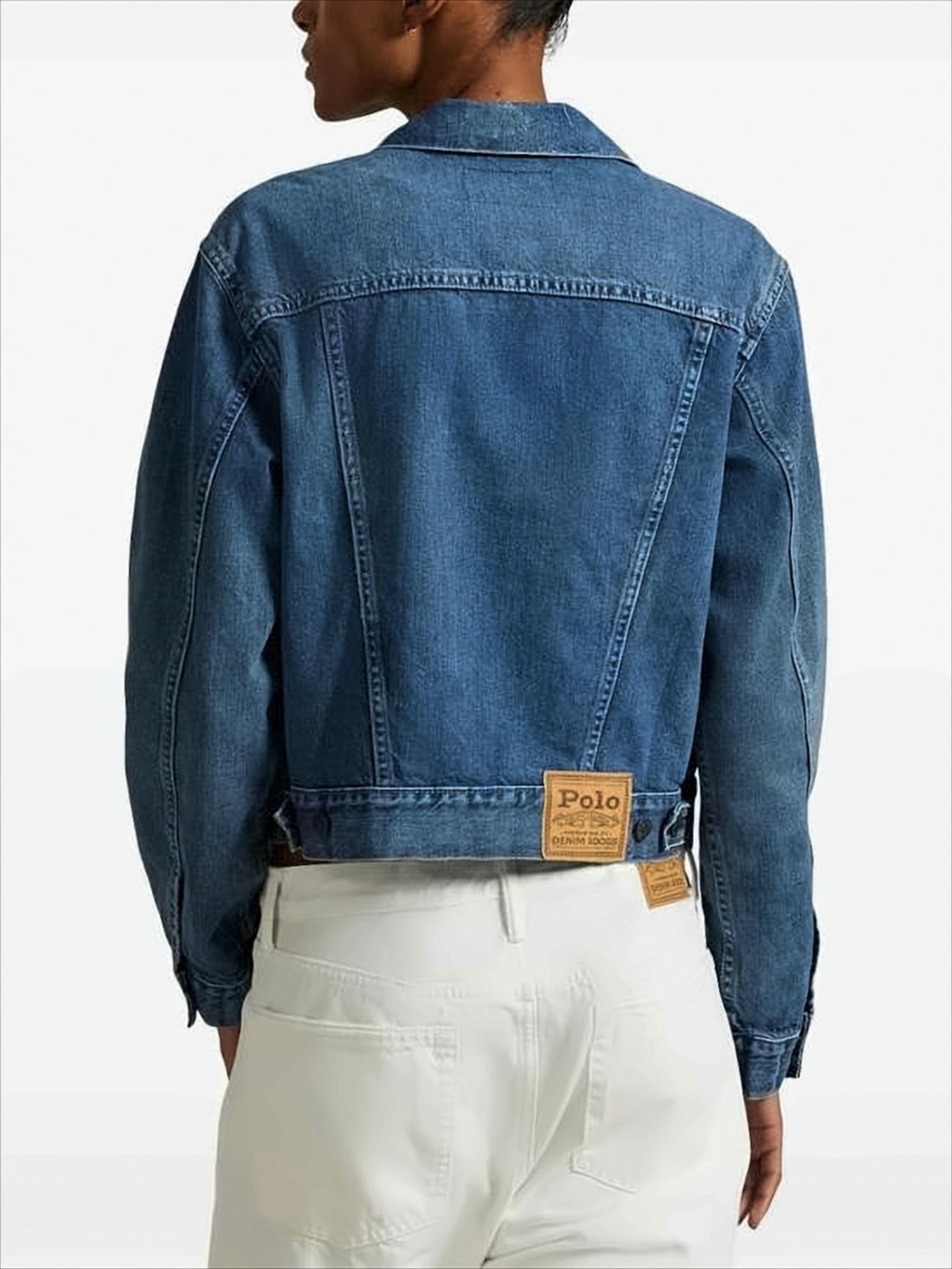 Cropped Denim Jacket with Classic Collar