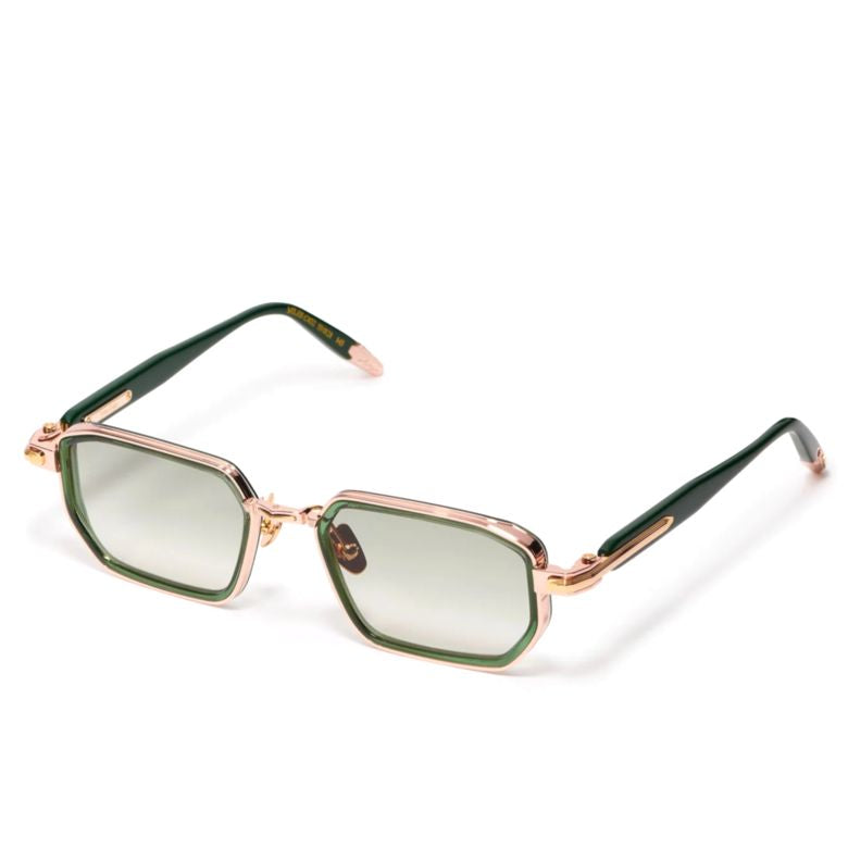 Geometric Frame Sunglasses in Green and Gold Tones