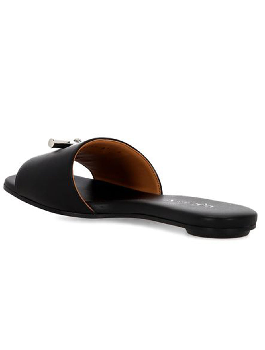 Black Sandals With Metallic Accent