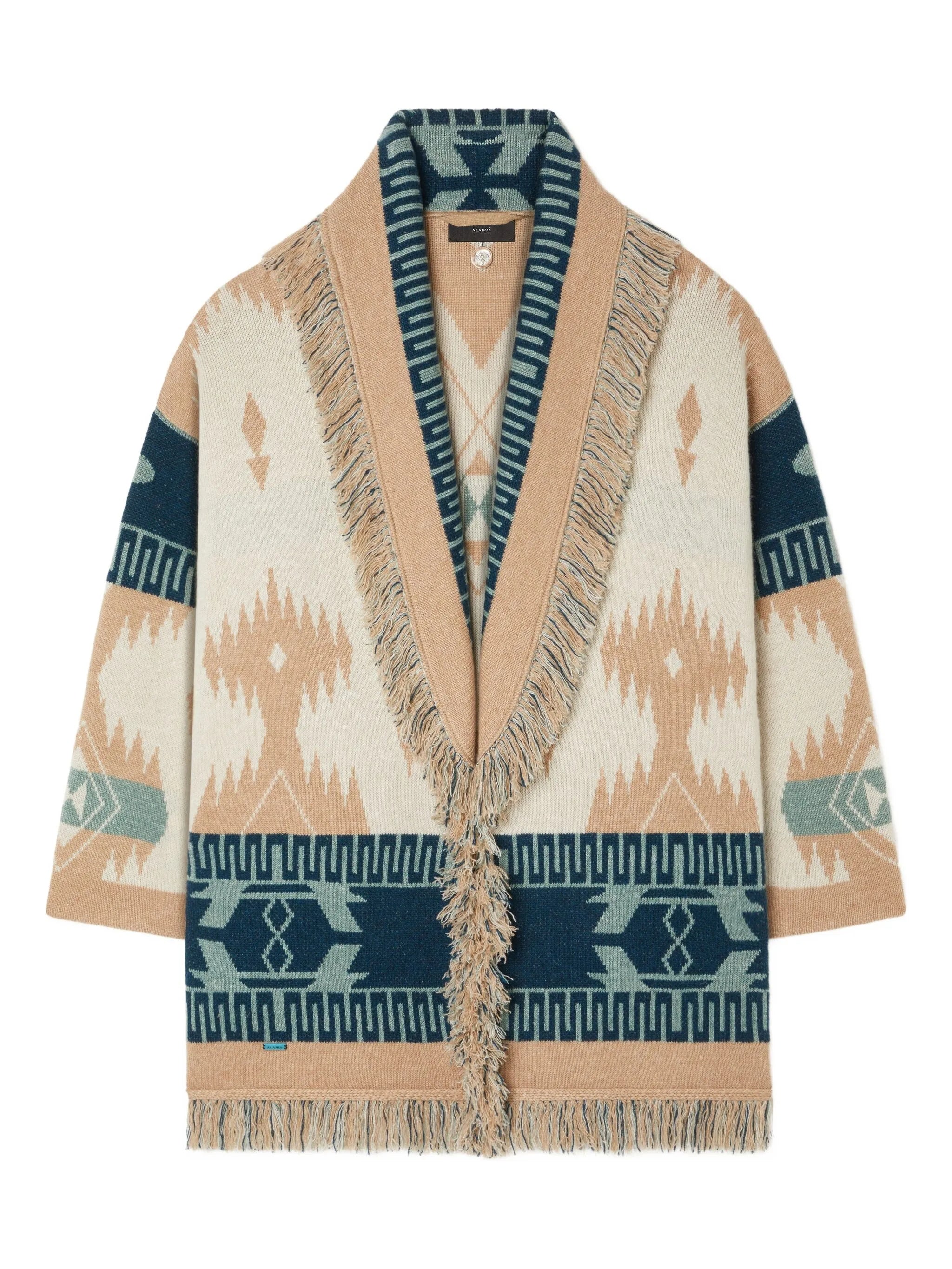 Beige Icon Jacquard Cashmere Cardigan