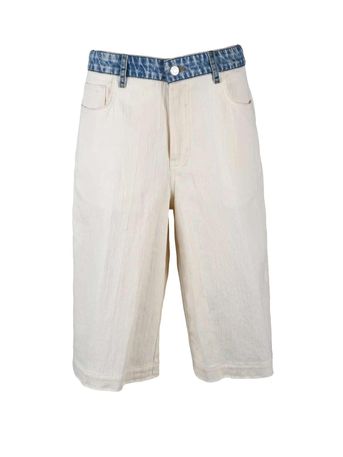 Blue/White Cotton Hemp Elastane Bermuda Shorts