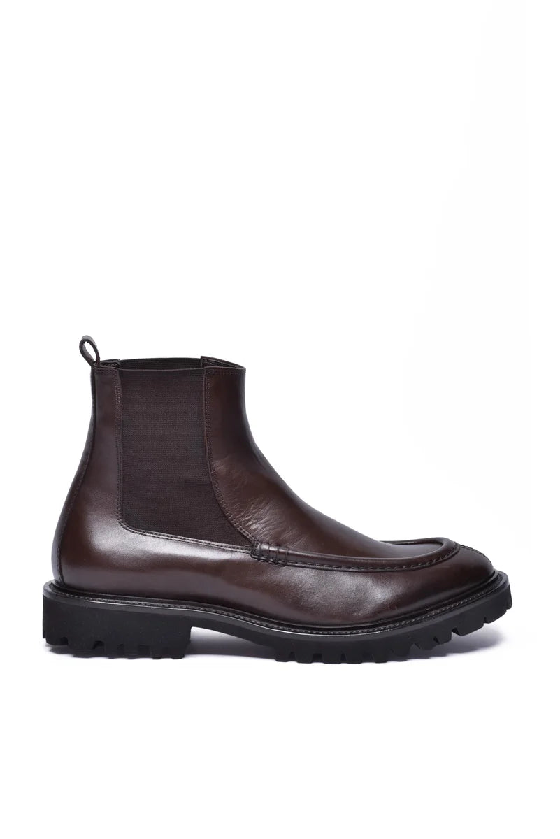 Leather Ankle Boot - Brown