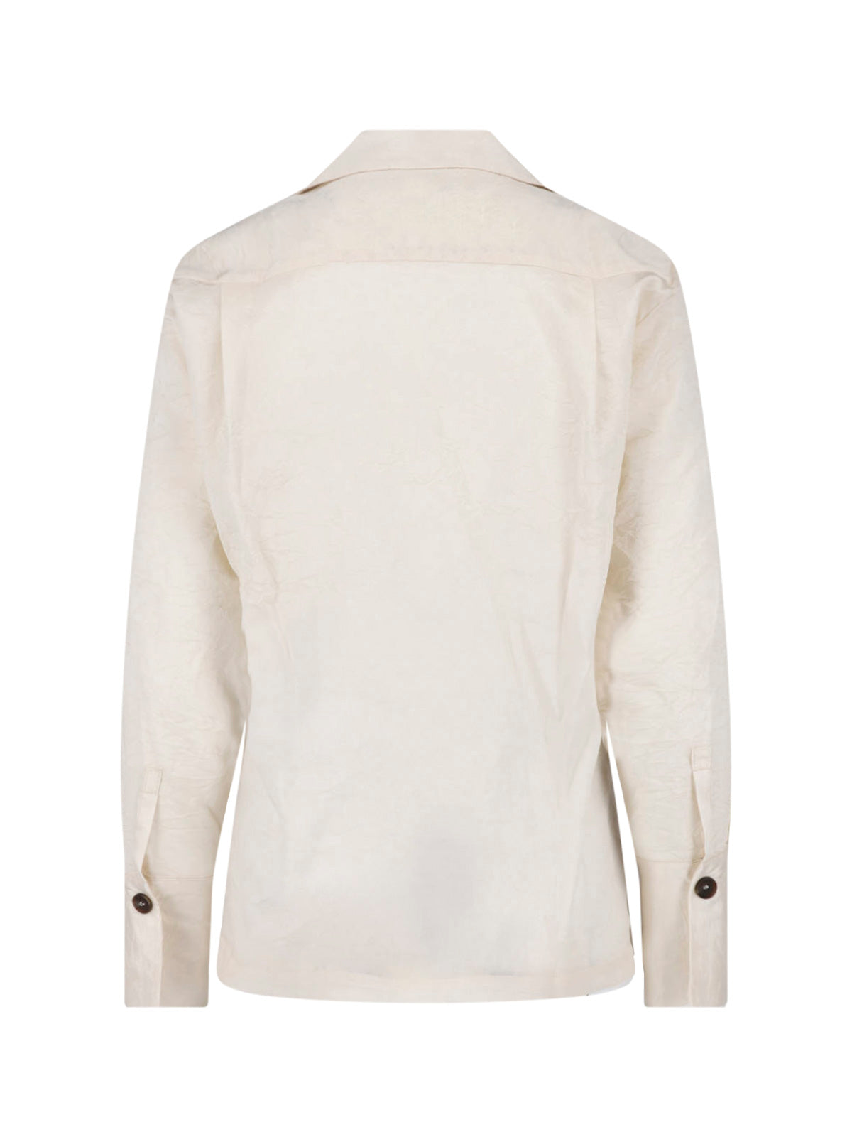 White Double-Breasted Classic Lapel Shirt
