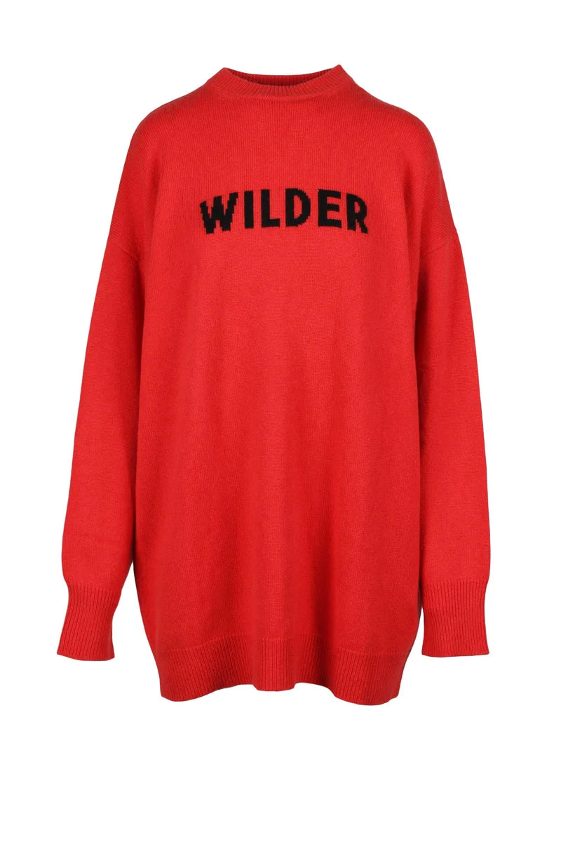 Wool/Cashmere Dress Oversize - Red