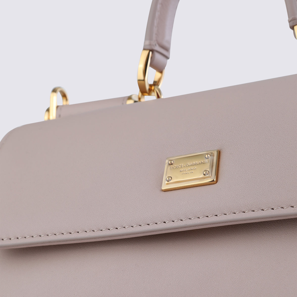 Structured Nude Leather Top Handle Bag