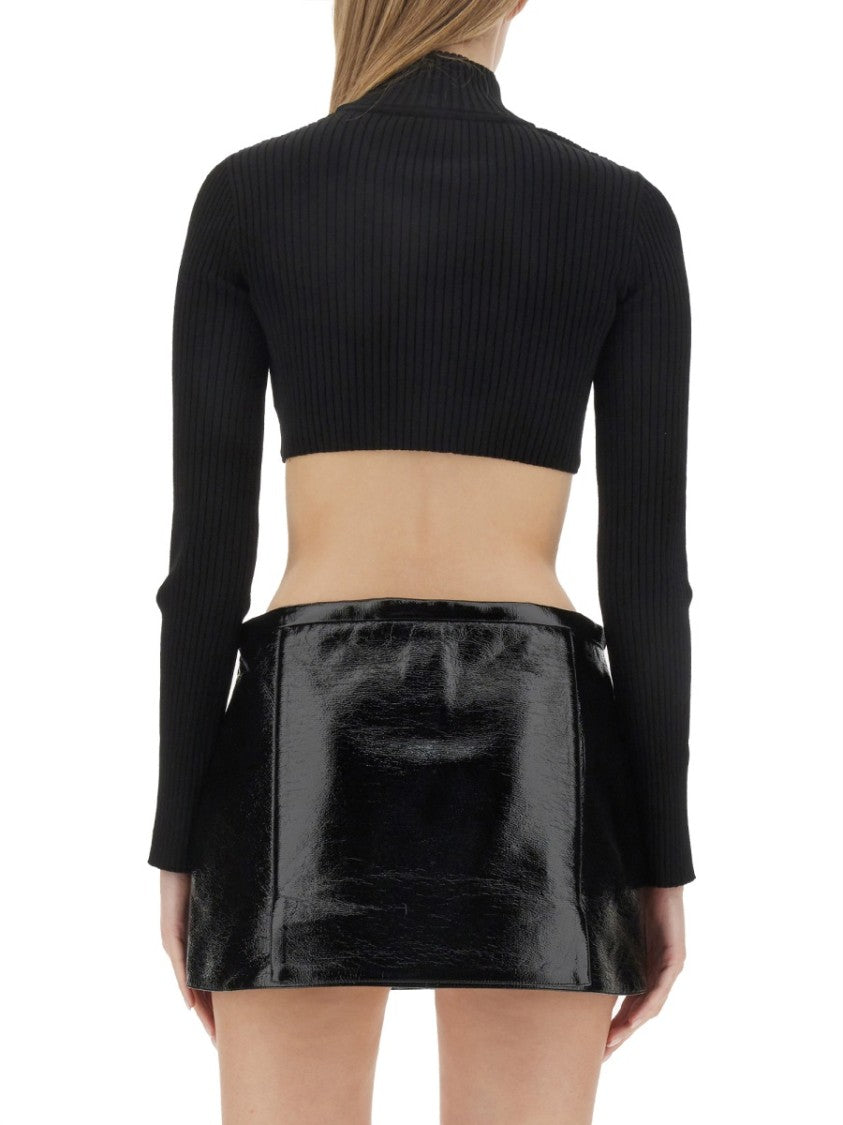 Ribbed Black Cropped Shirt