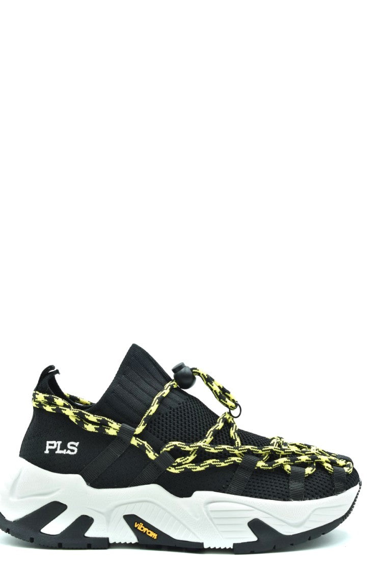 Sporty Black Mesh Sneakers With Sole