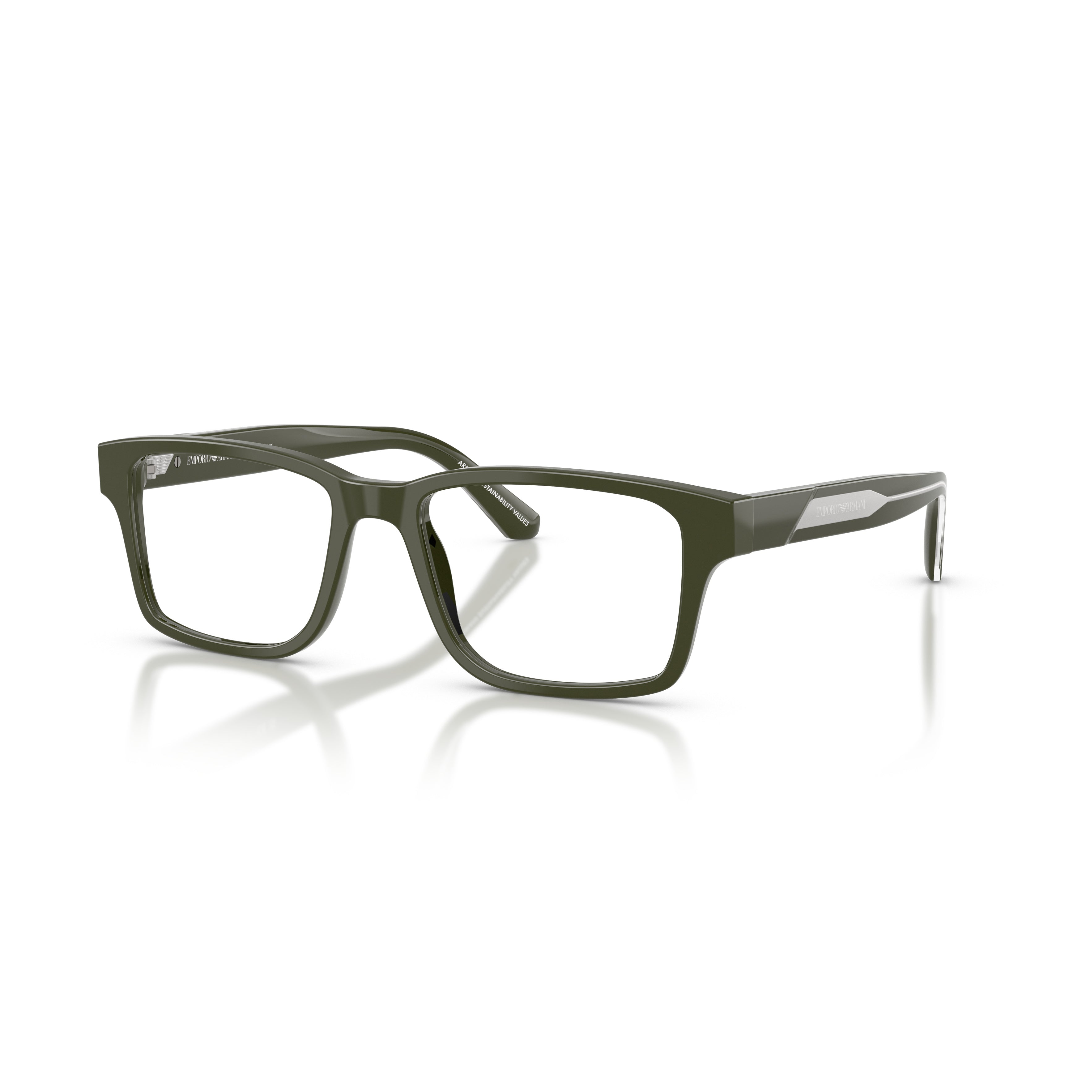 0ea3271 Rectangular Olive Green Eyeglasses with Metallic Accents