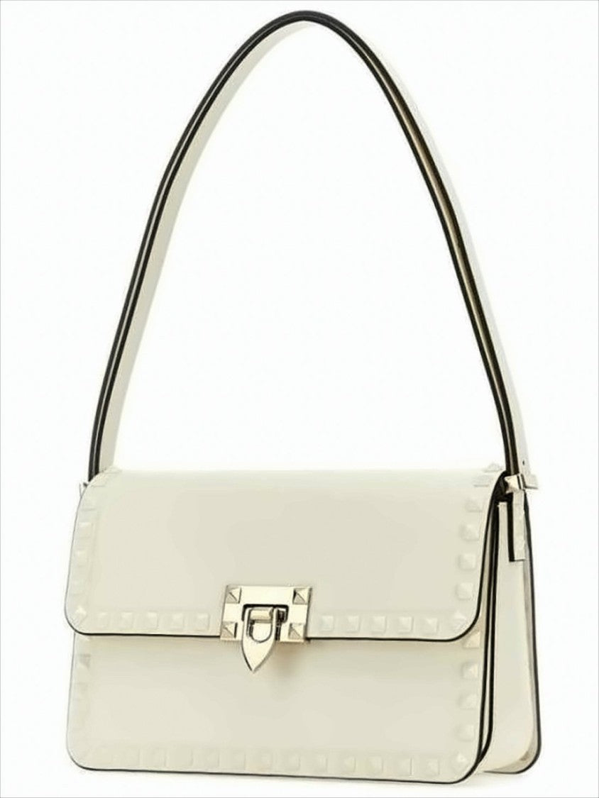 Rectangular White Calf Leather Shoulder Bag