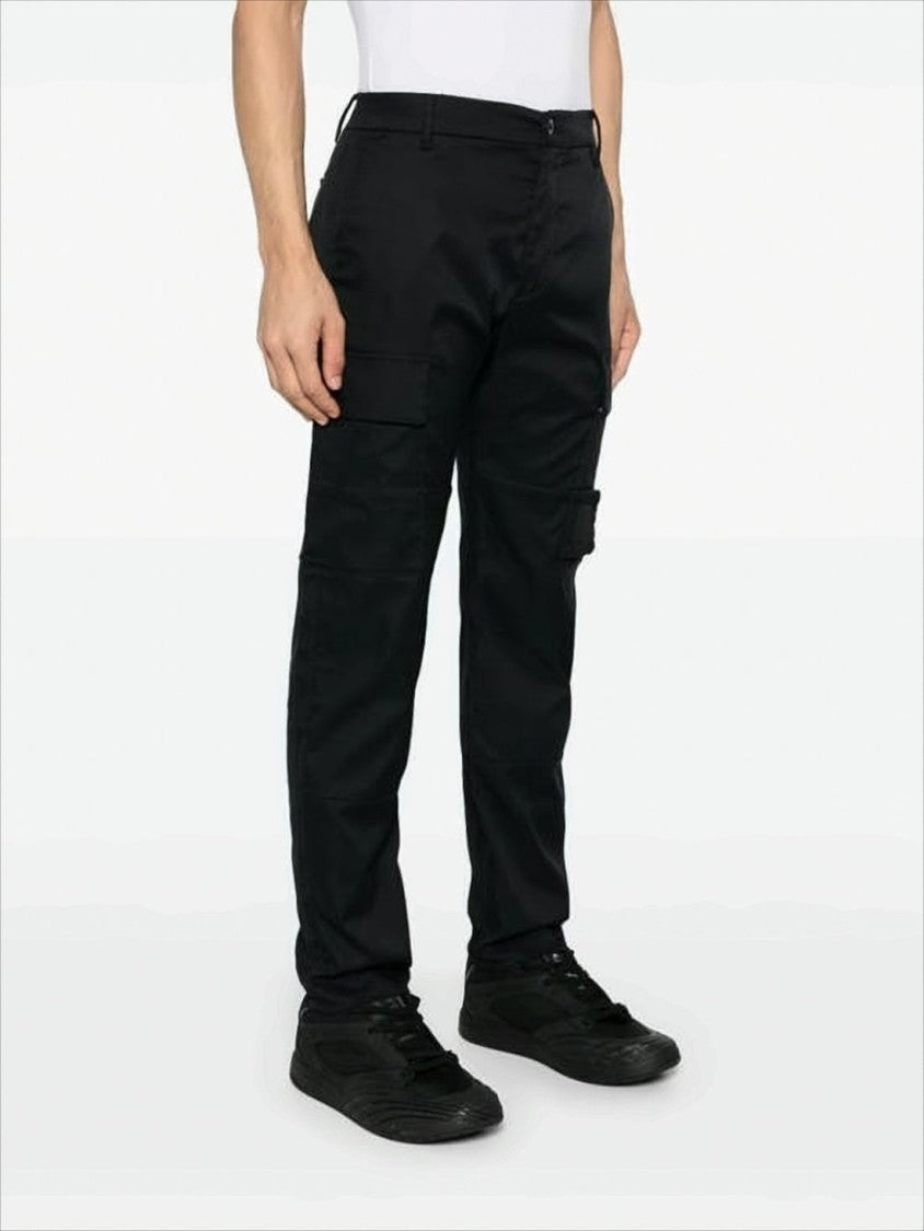Straight Pants With Cargo Pockets And Smooth Finish