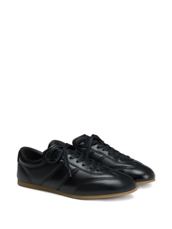 Low-Profile Leather Sneakers With Nylon Accents