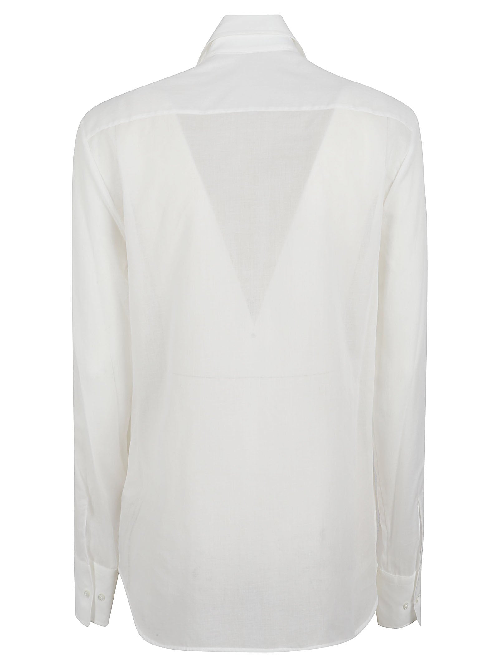 White Cotton Shirt with Lace Panels