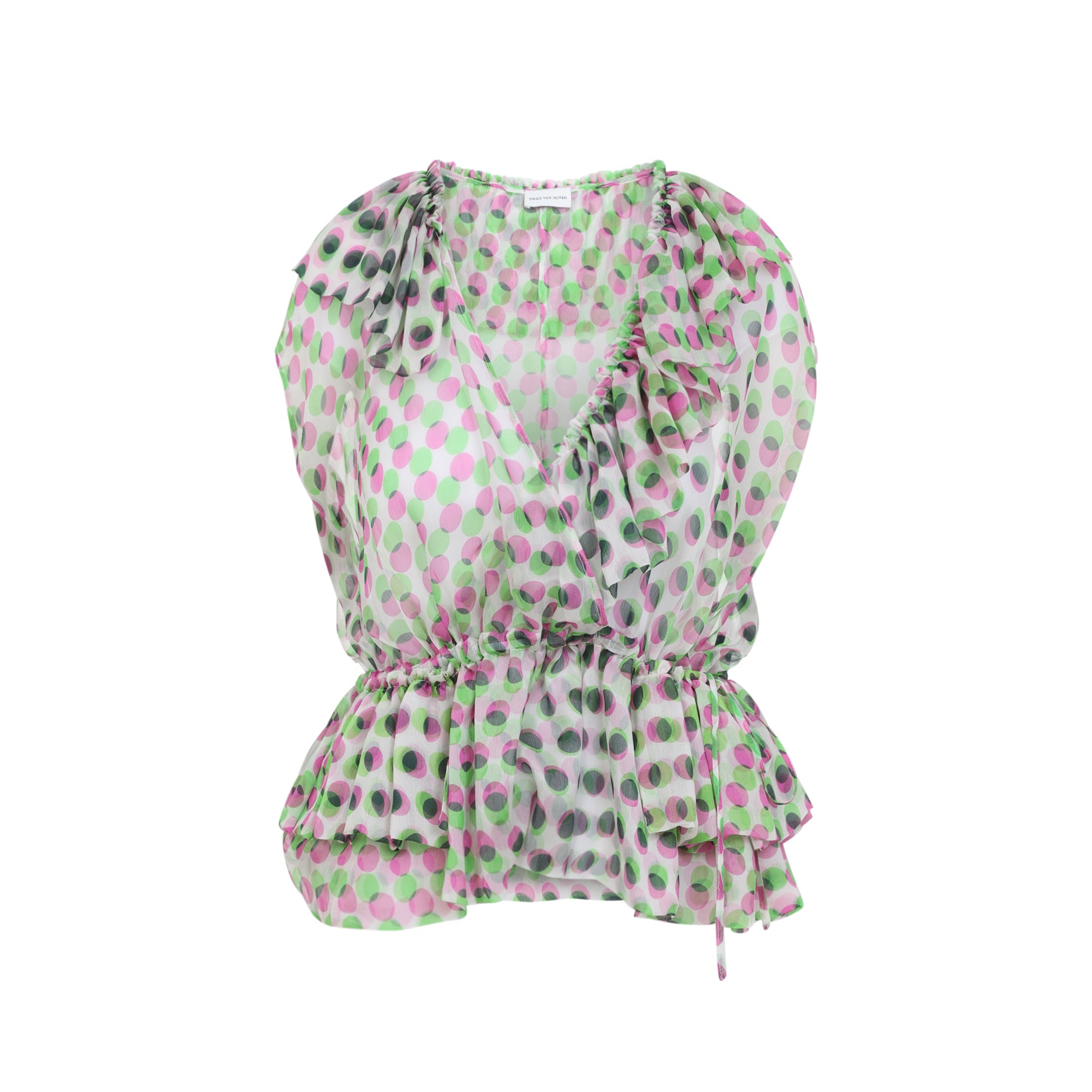 Silk Sleeveless Blouse With Ruffled Trim
