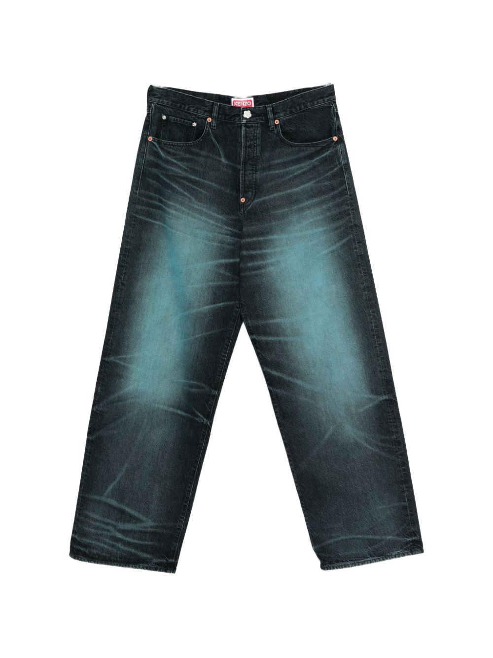 Faded Wash Wide-Leg Trousers