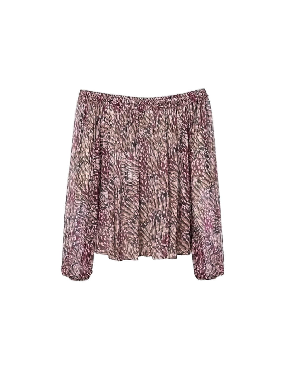 Off-the-Shoulder Abstract Pattern Blouse