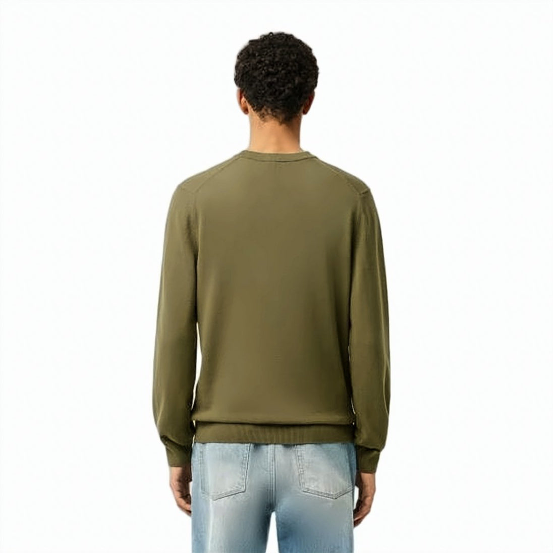 Solid Olive Green Crew Neck Sweater