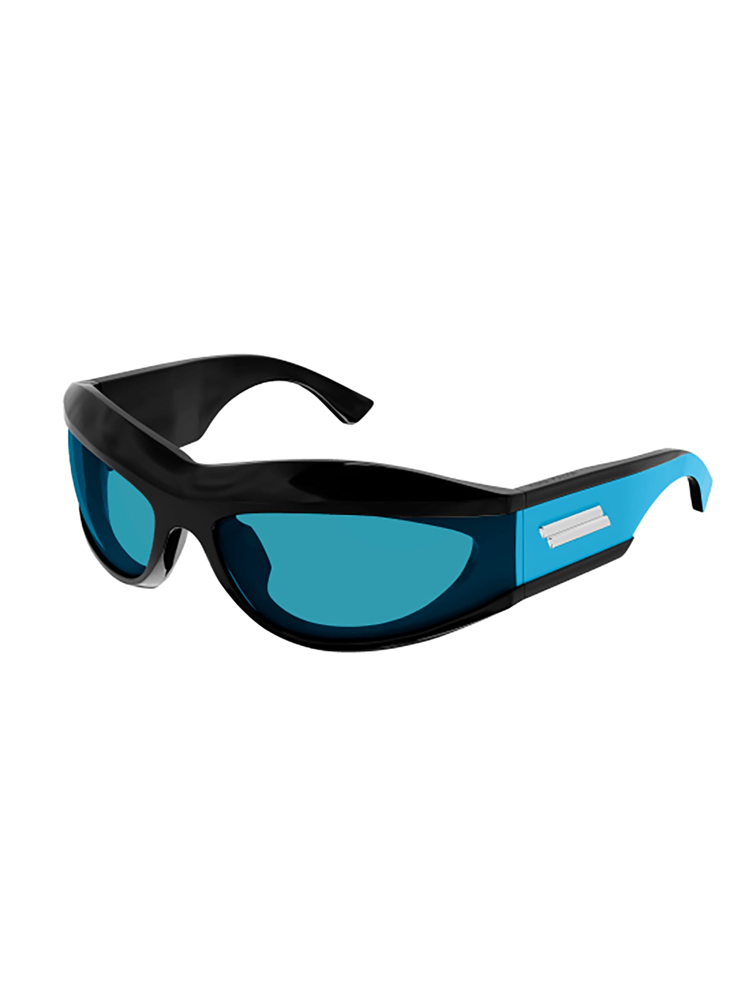 Aerodynamic Black Acetate Sunglasses with Striking Blue Lenses