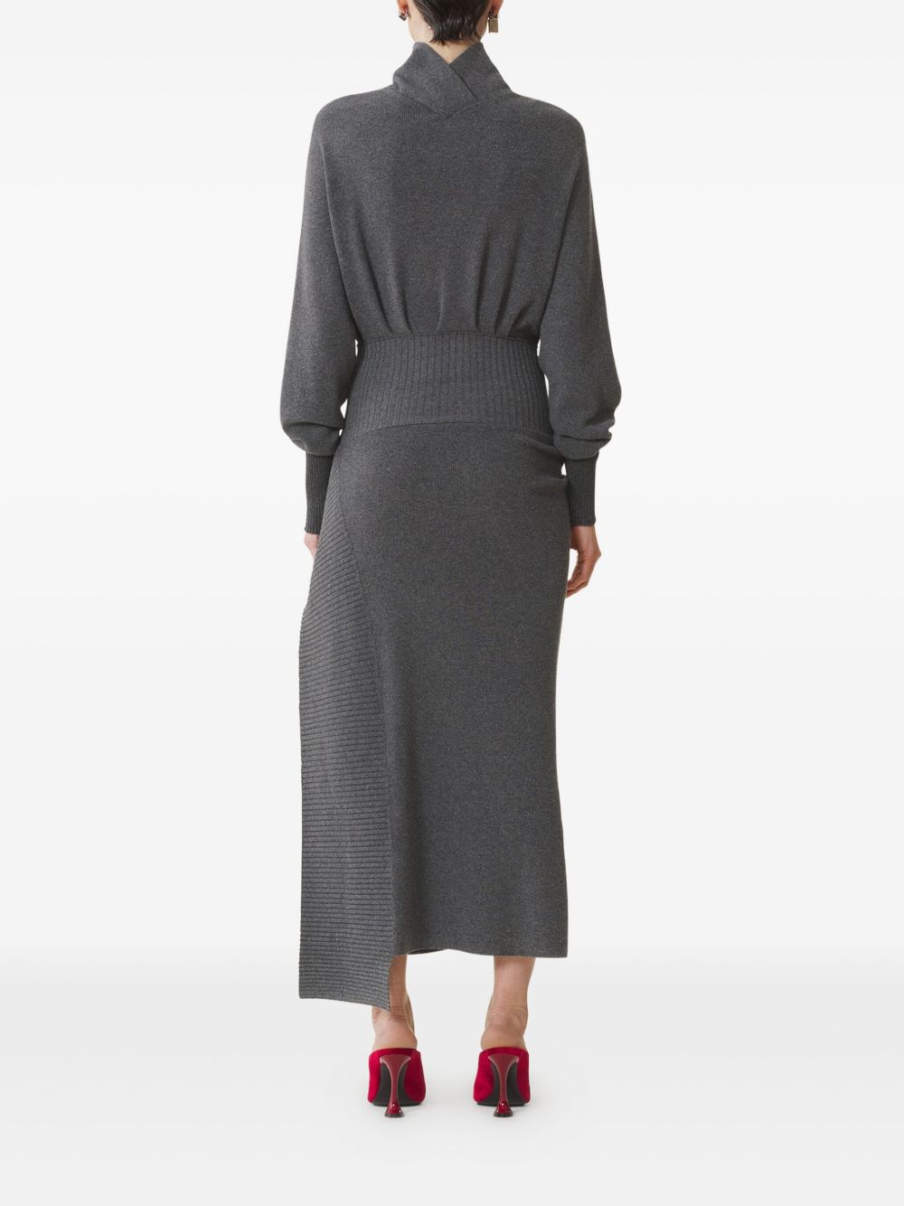 Asymmetrical Grey Midi Dress