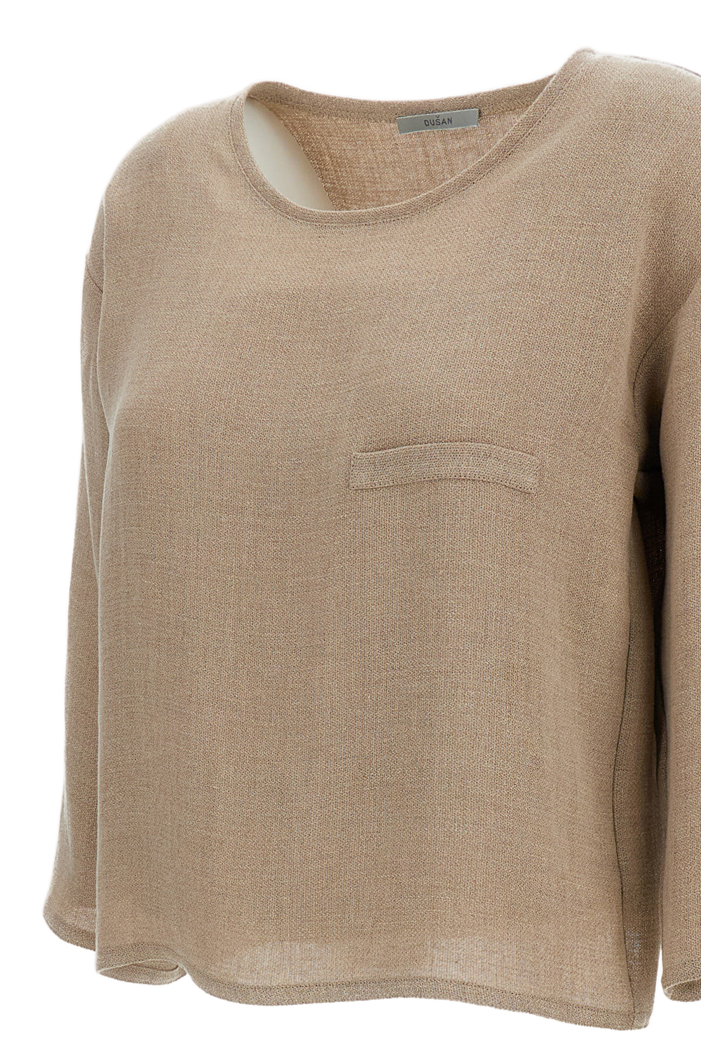 Long-Sleeve Cropped Linen T-Shirt
