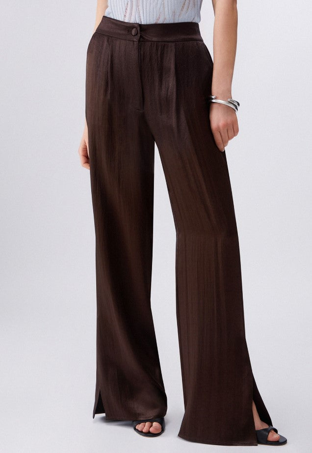 Satin Elastic Waist Wide Trousers