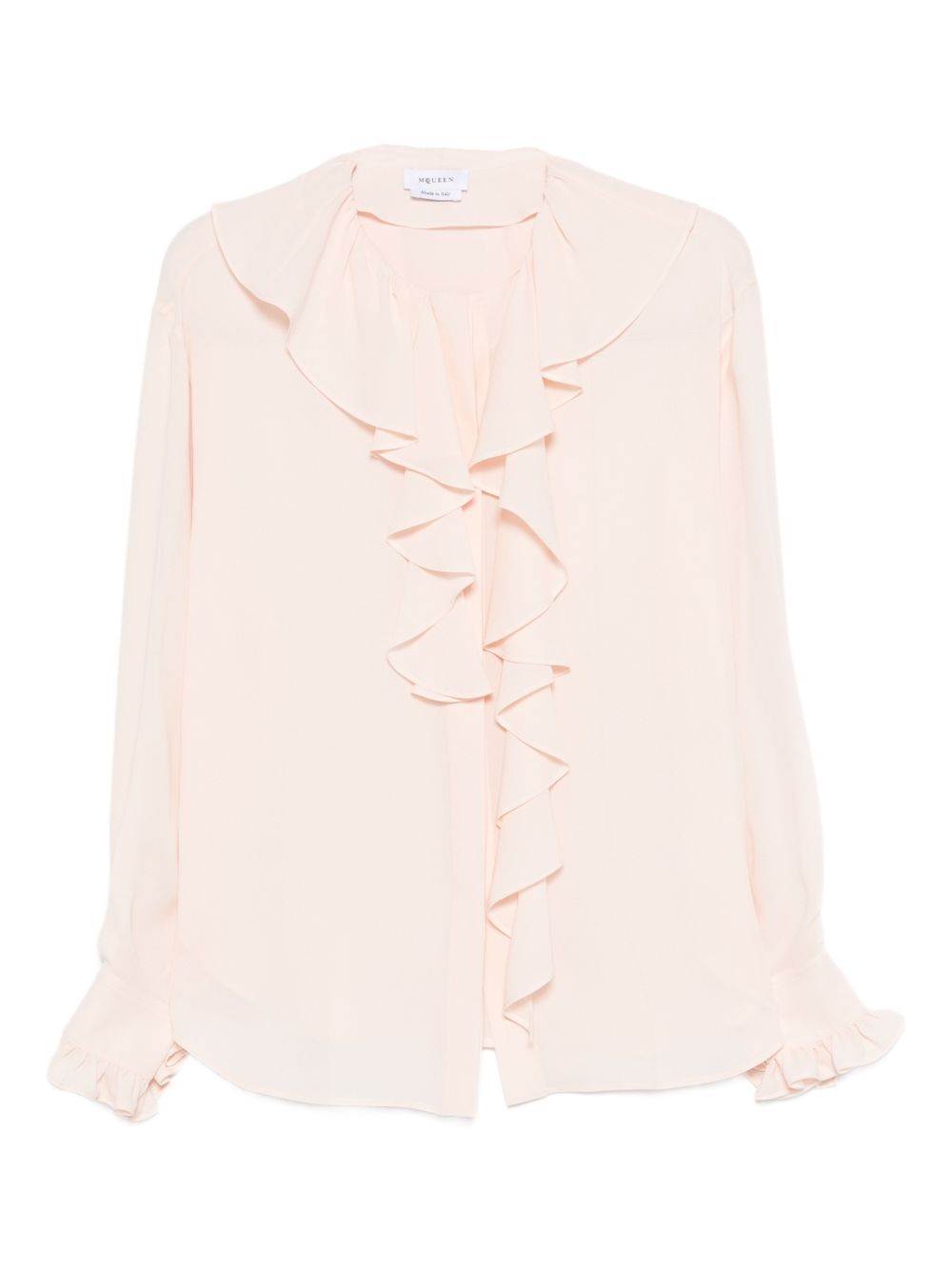 Soft Silk Blouse With Cascading Ruffles
