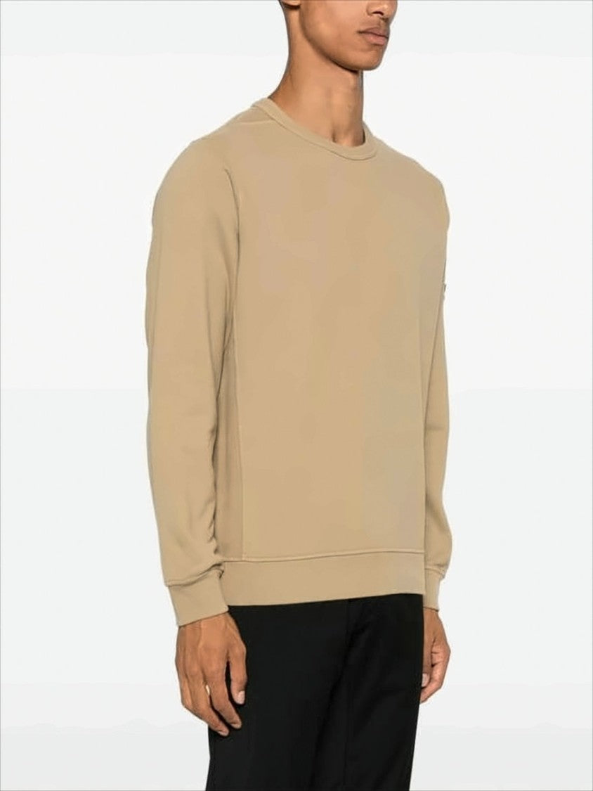 Long-Sleeve Crewneck Sweatshirt in Warm Beige
