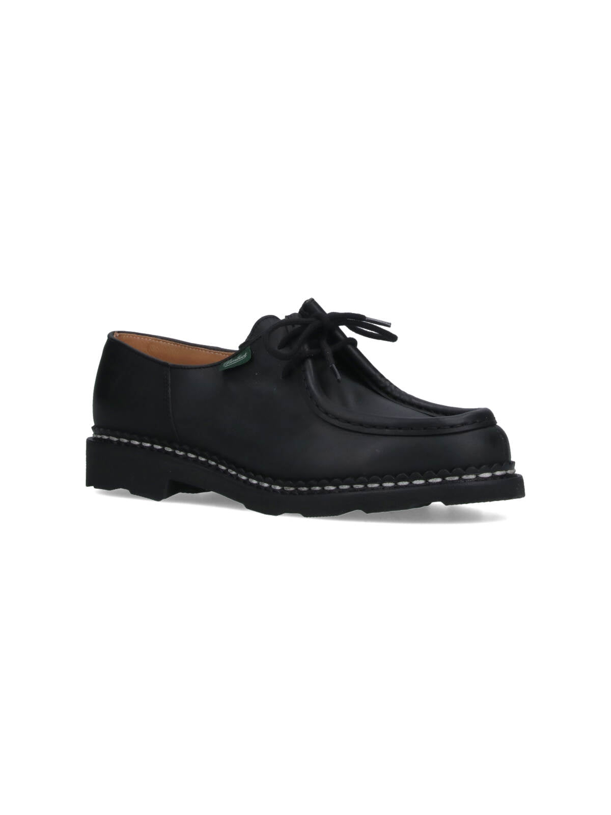 Rounded Toe Black Calf Leather Derby Shoes