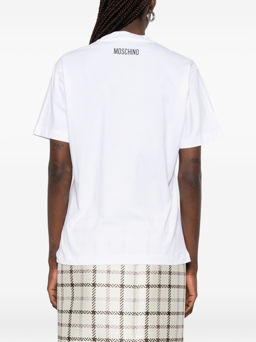 White Graphic Print Short Sleeve Top