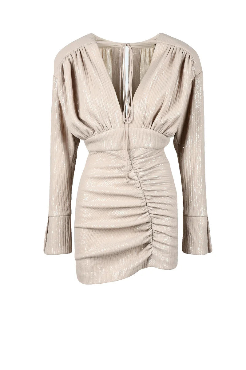Short Sequin Dress - Beige