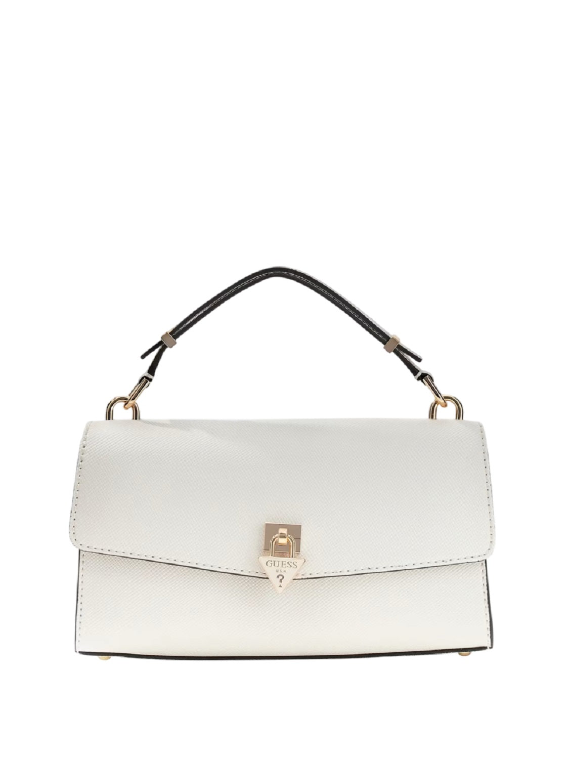 Faux Leather Handbag with Snap Closure