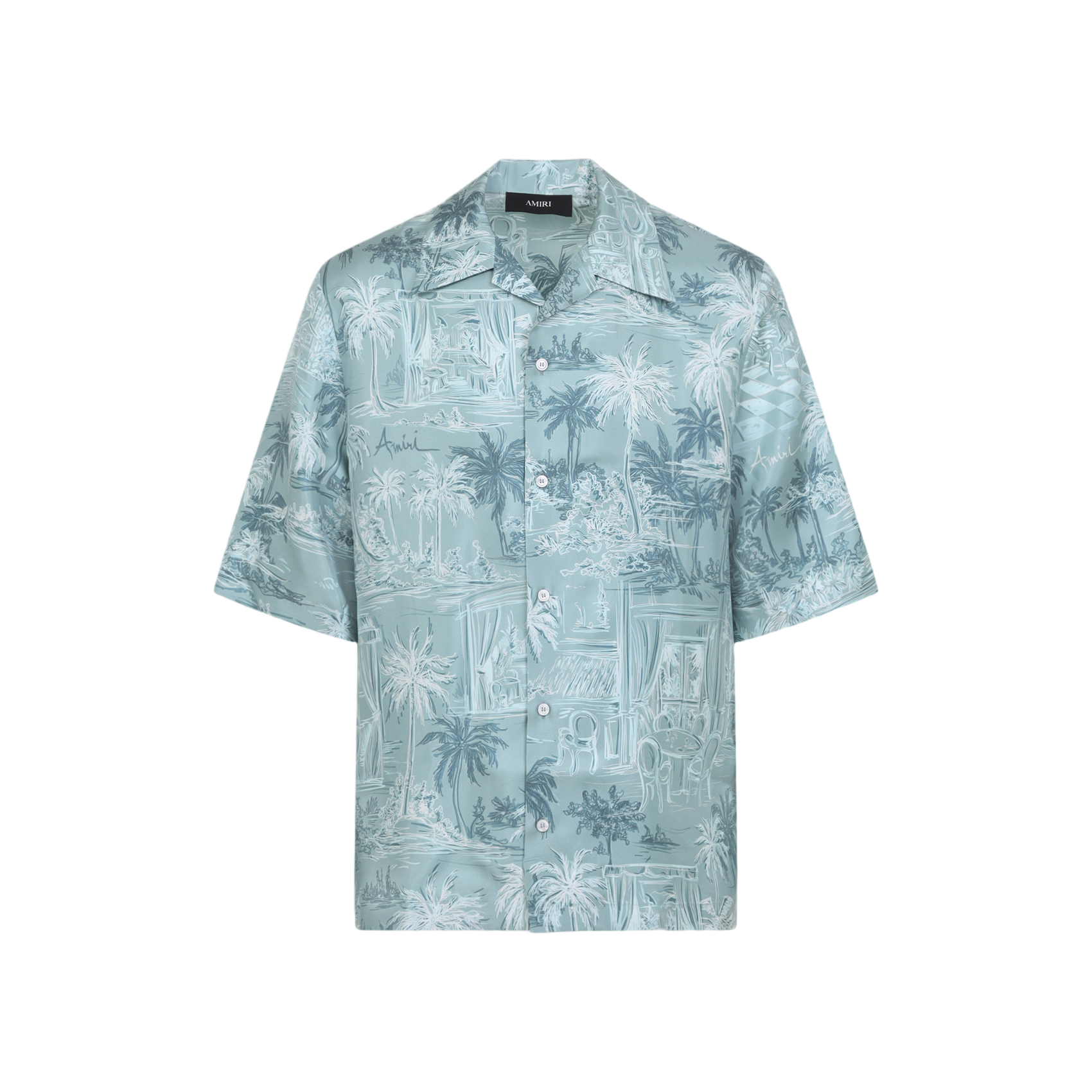 Short-Sleeve Silk Shirt With Tropical Print