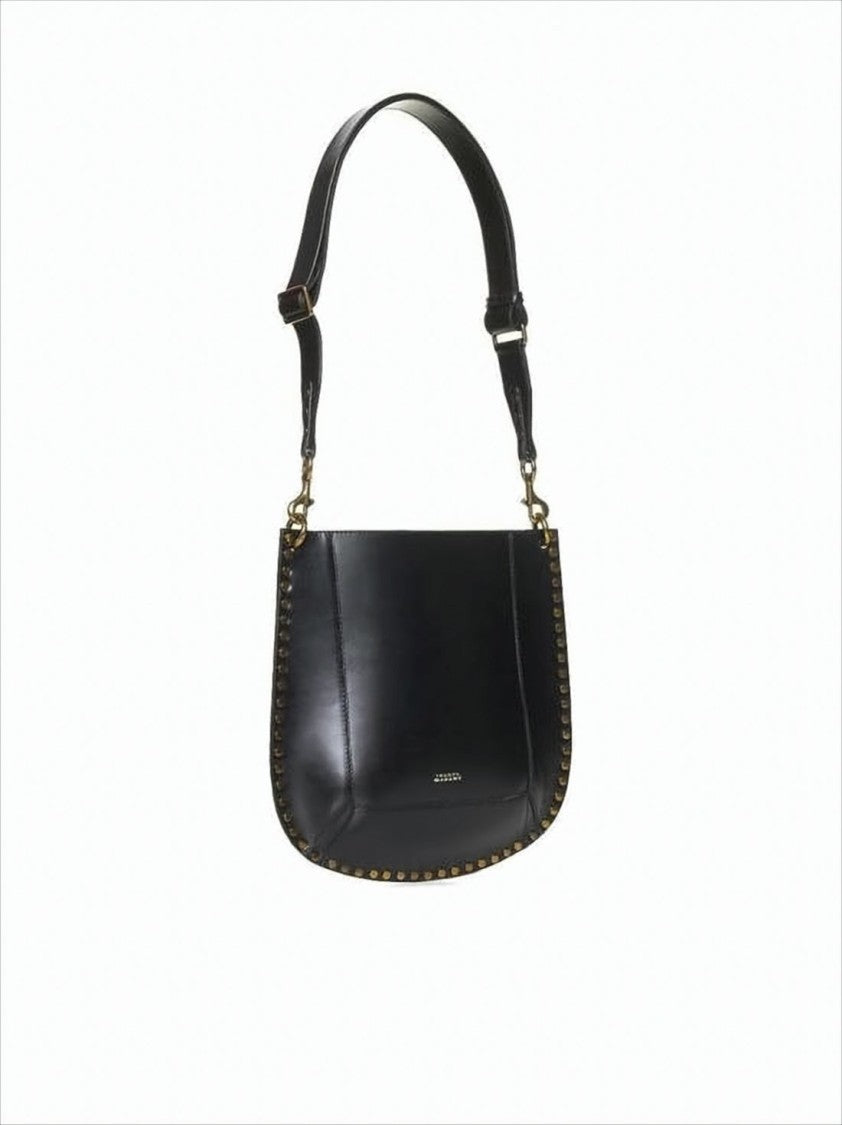 Structured Calf Leather Shoulder Bag with Metallic Studs